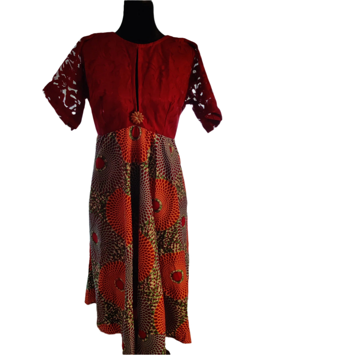 African High Waist Short Lace Sleeve Dress