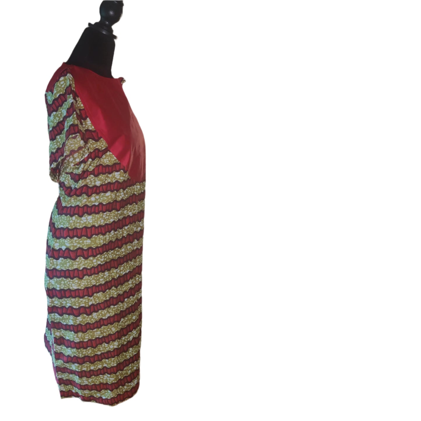 African Short Sleeve Solid Bodice Dress