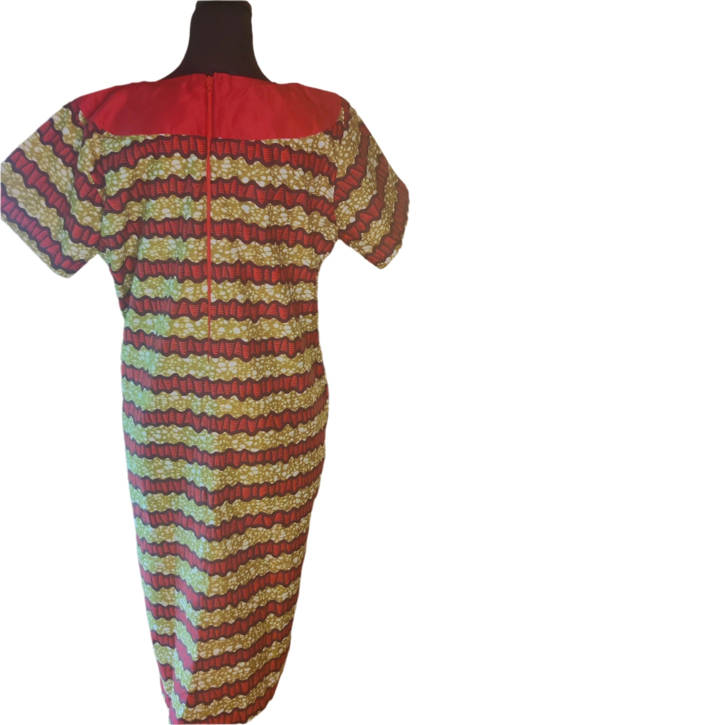 African Short Sleeve Solid Bodice Dress