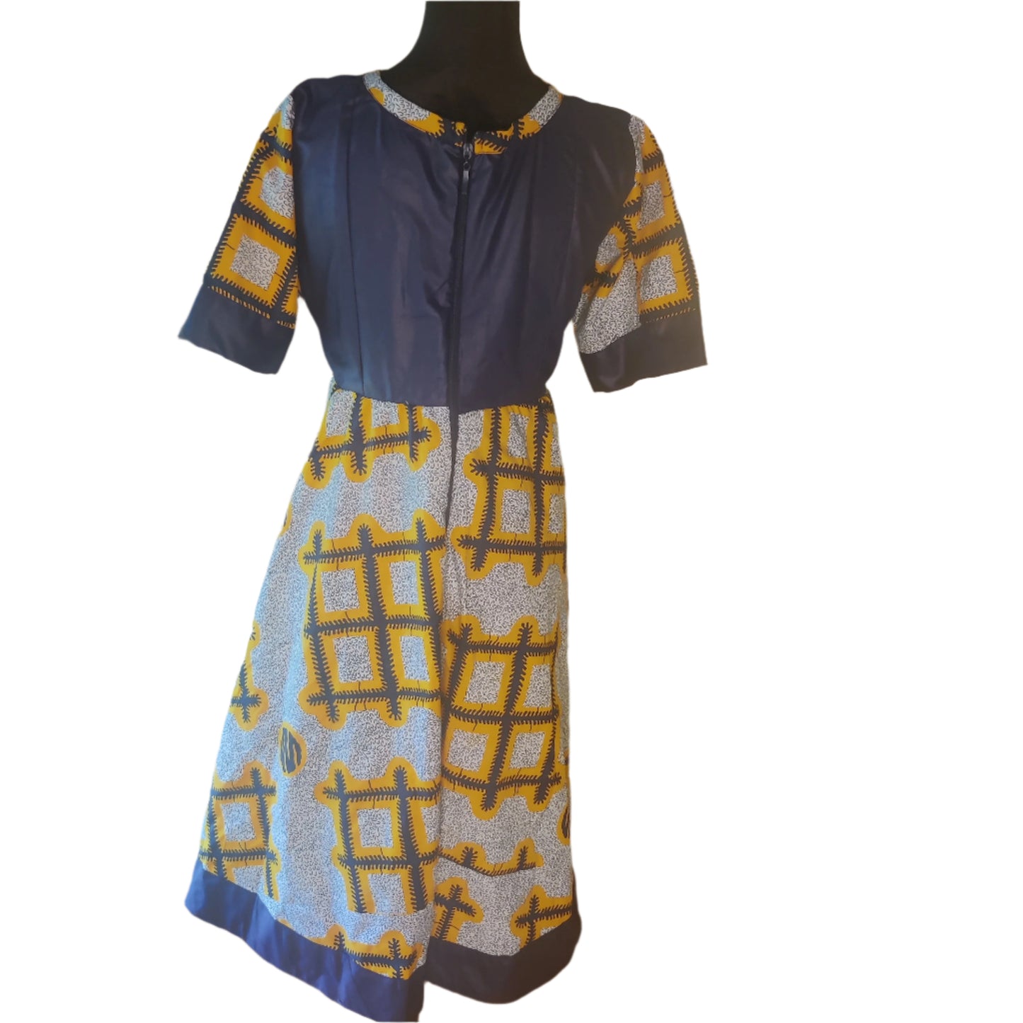 African A Line Dress with Black Sleeves