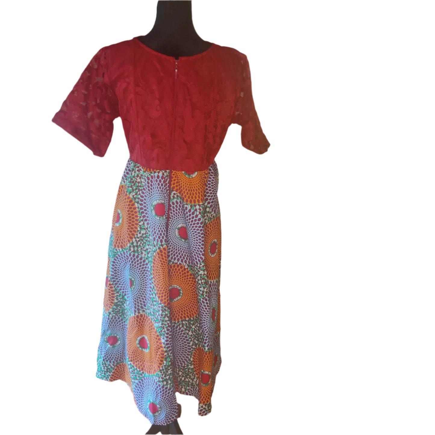 African High Waist Short Lace Sleeve Dress