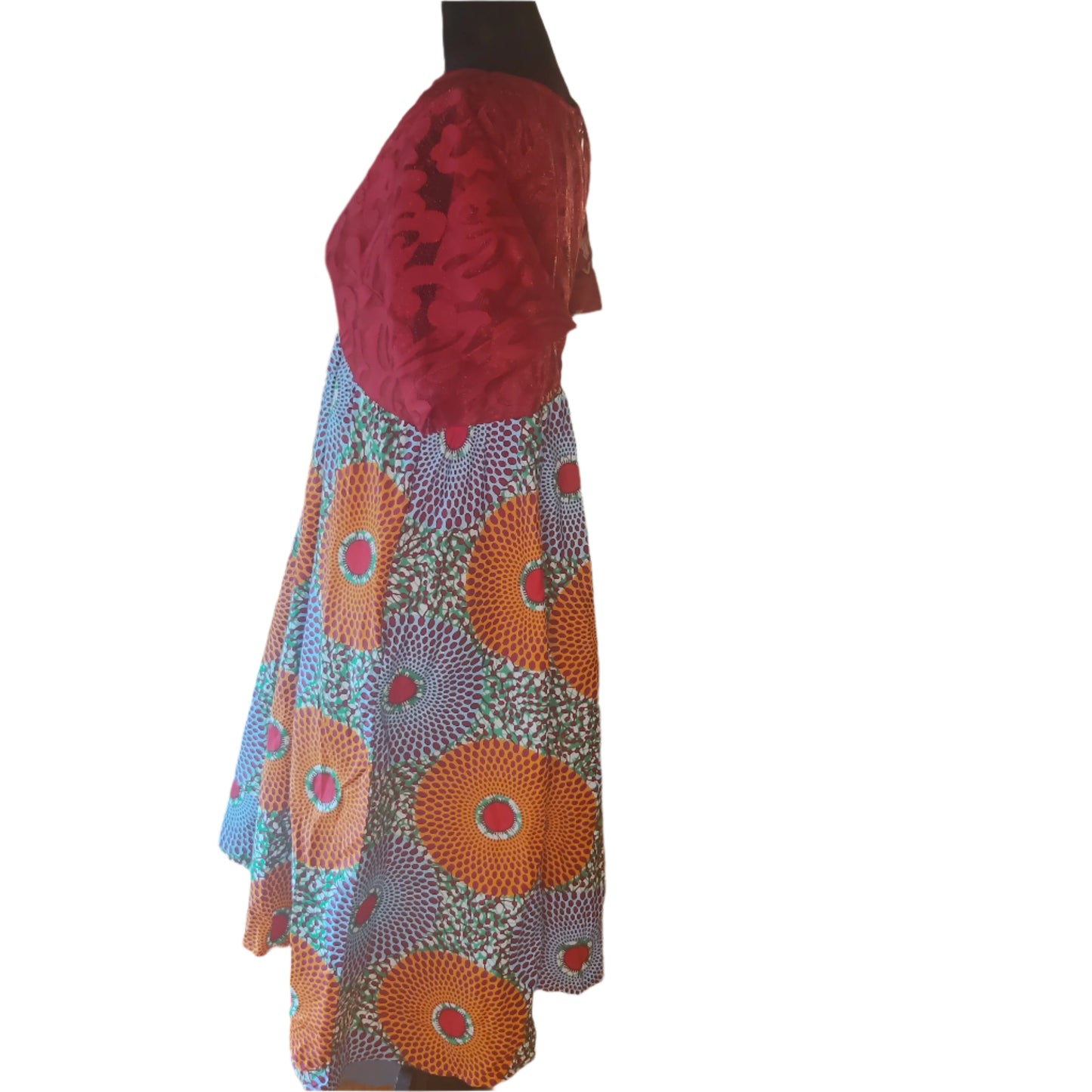 African High Waist Short Lace Sleeve Dress