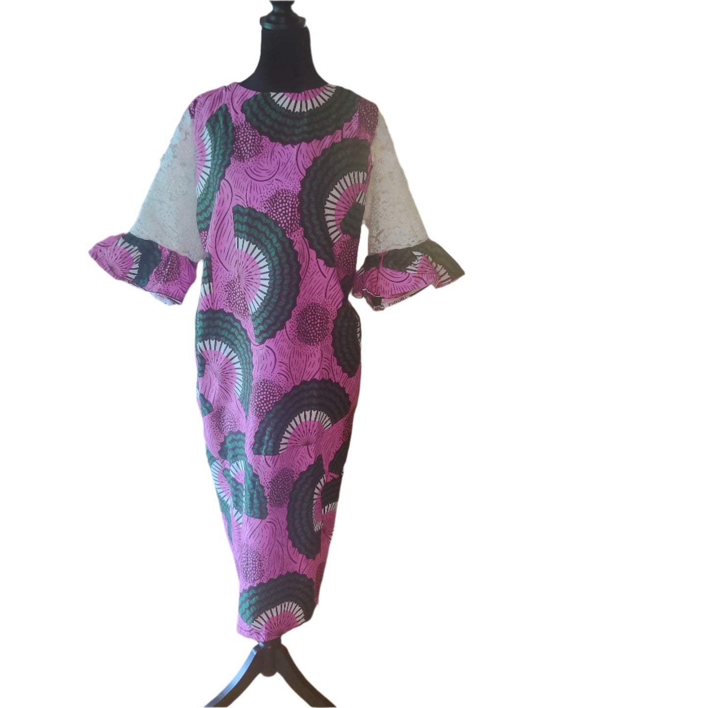 African Straight Lace Sleeve Dress