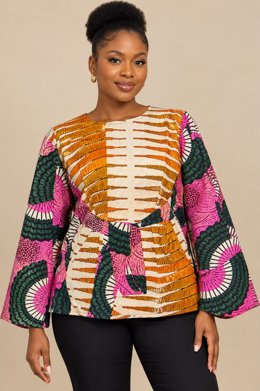 African Flared Long Sleeve Blouse
