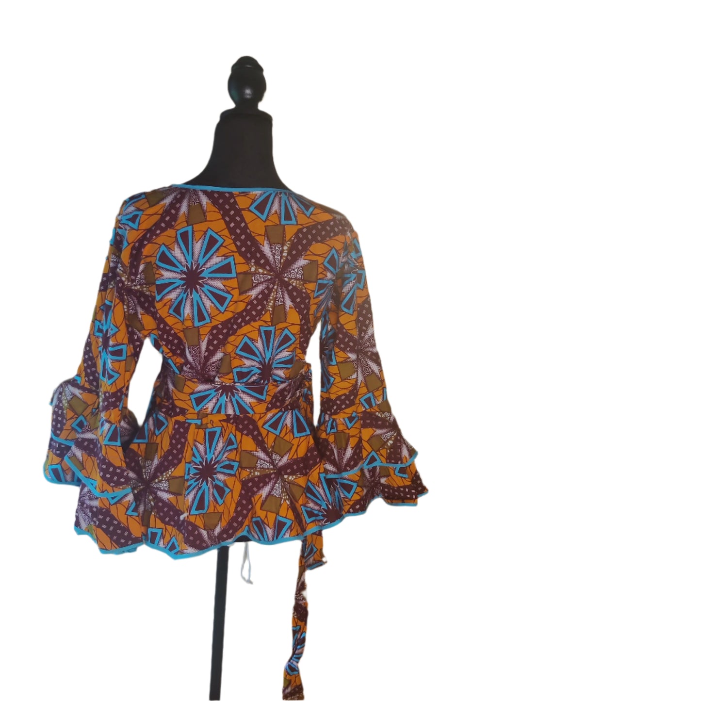 African Bell Sleeve Wrap Blouse