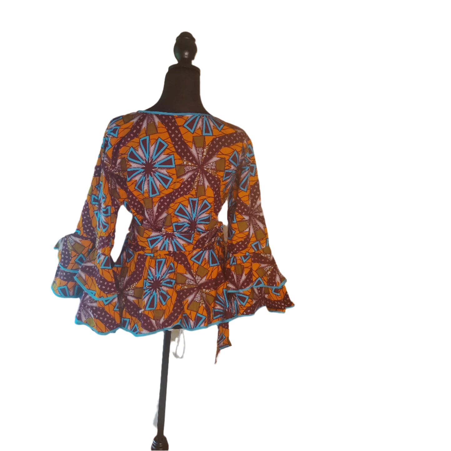 African Bell Sleeve Wrap Blouse