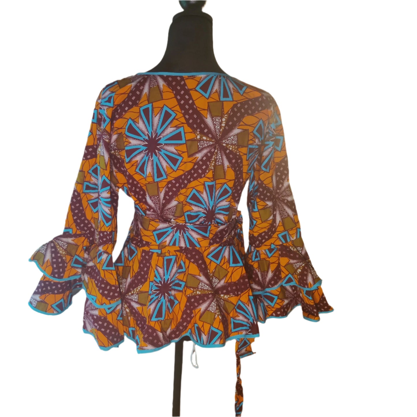 African Bell Sleeve Wrap Blouse