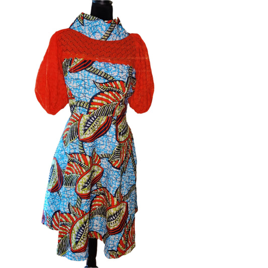 Flared Lace Bodice African Dress