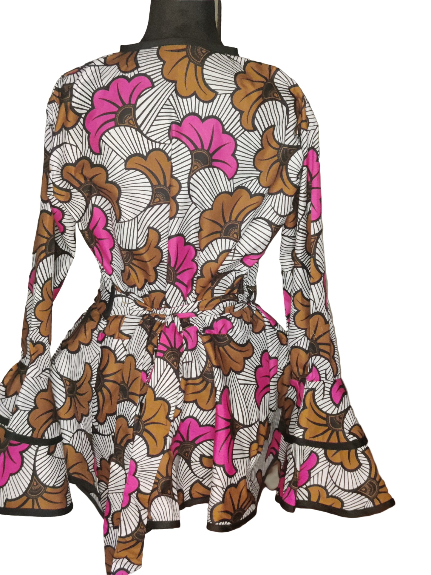 African Wrap Layered Bell Sleeve Blouse