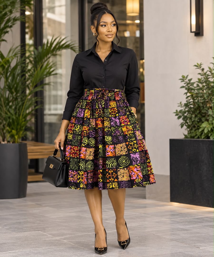 African Three Tier Gathered Skirt