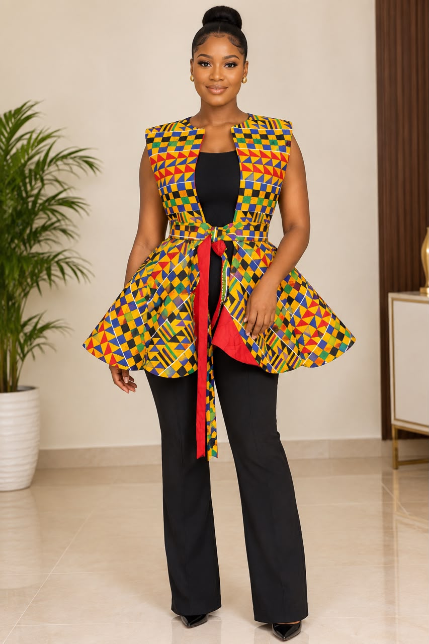 African Reversible Peplum Blouse