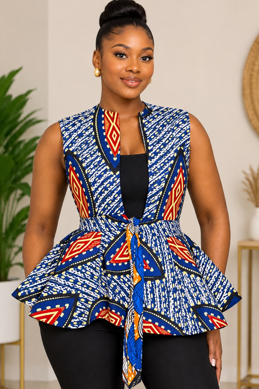 African Reversible Peplum Blouse