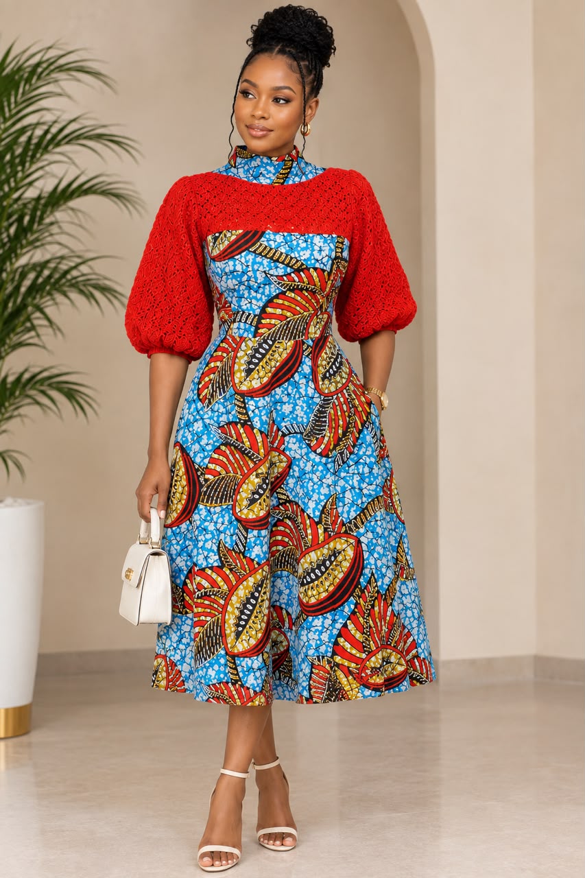Flared Lace Bodice African Dress