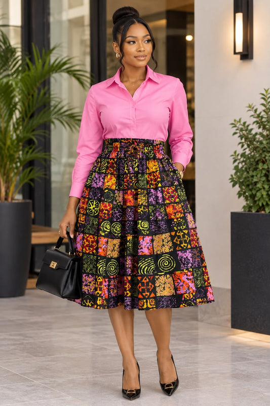 African Three Tier Gathered Skirt